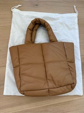 Stand Studio Quilted Puffer Tote Bag in Brown